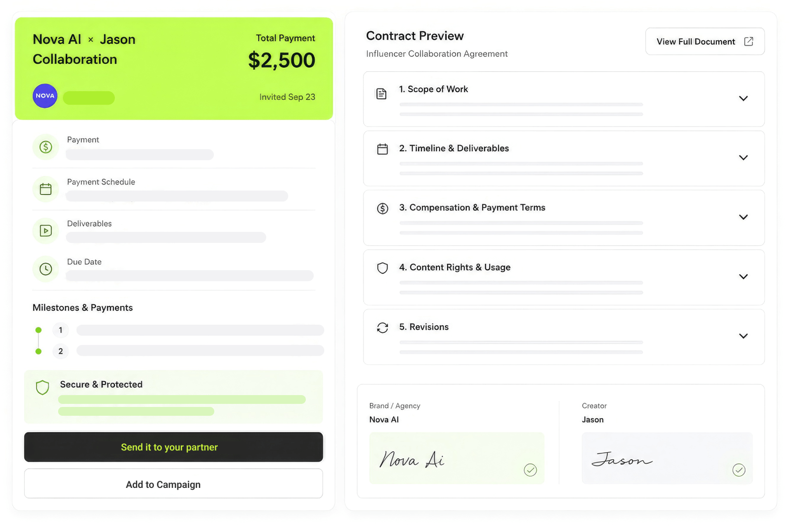 One - Click Contracts interface